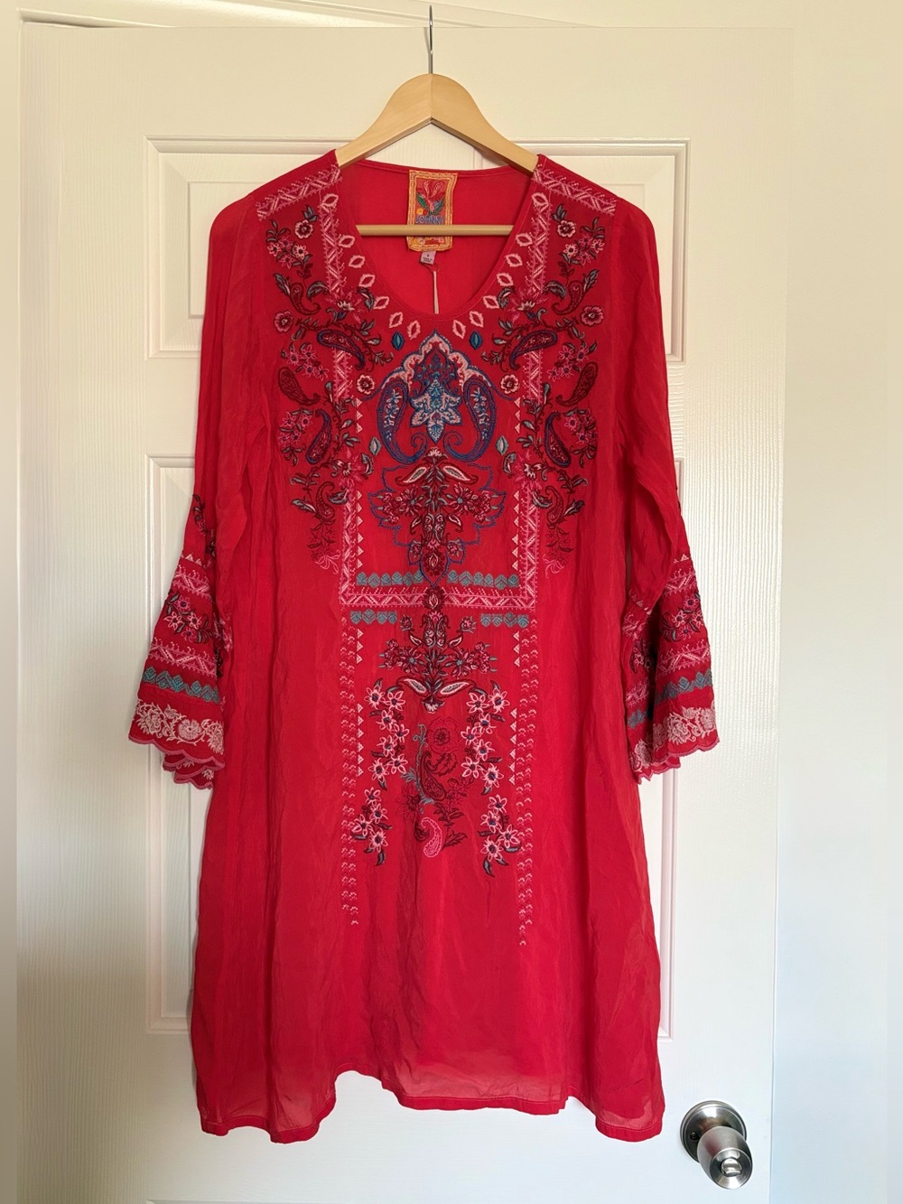 Johnny Was Lizzie Boho Embroidered Cupra Dress Red NWT✨ Size S - Picture 7 of 11